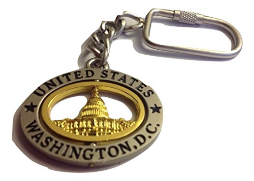 Washington D.C. Keychain - Pewter Gold Oval, Washington DC Keychains,