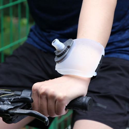 Toddmomy 7oz Wrist Water Bottle, Leak-Proof Silicone Wearable Running Flask for Hands-Free Hydration, Adjustable Soft Strap for Marathon, Jogging, Hiking, Cycling