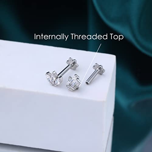 Cocharm 16G Marquise Flower Cartilage Earring Stud For Women Flat Back Cartilage Studs Cz Marquise Internally Threaded Conch Piercing Jewelry 16G Conch Studs #TOP5