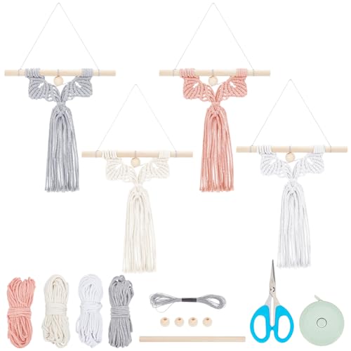FREEBLOSS 4 Set DIY Macrame Angel Kit Macrame Angel Hanging
