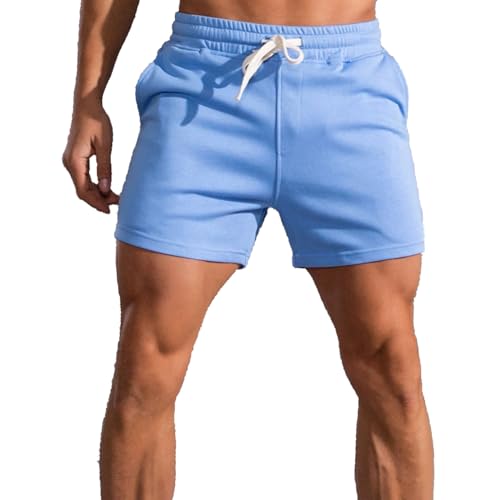 Image of Men 5.5 /7 Inch Cotton Sweat Shorts Men Cotton Workout Short with Pockets