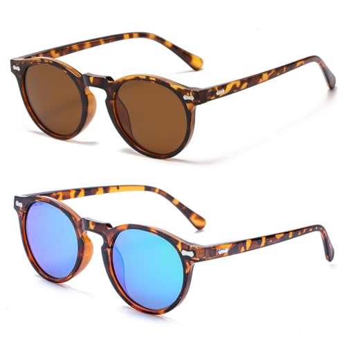 Image of JOVAKIT Vintage Kids Polarized Sunglasses for Girls Boys Age 2-9, Round Sun Glasses for Children UV400 Protection