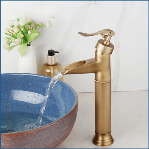 Robinet de lavabo laiton antique rétro cascade haut de gamme