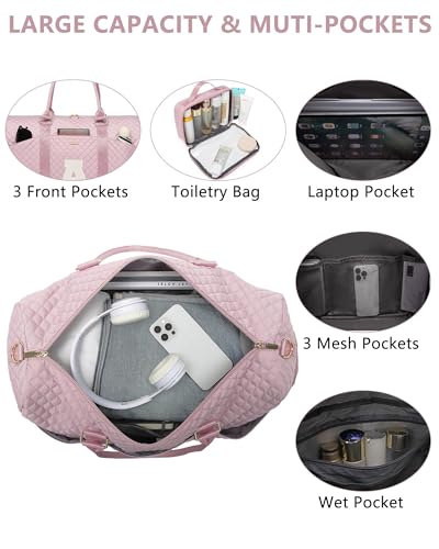 Image of Women Weekender Travel Duffle Bag: Initial Duffel Overnight Bags with Shoe Compartment Large Carry on Tote with Toiletry Bag Weekend Traveling Yoga Gym Hospital Bag for Women with Wet Pocket Letter A