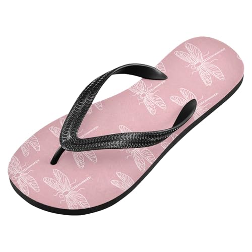 Burbuja Dragonflies on Soft Pink Flip Flops for Women Men, Soft Thong Sandals Rubber Slippers for Pool Beach Essentials2