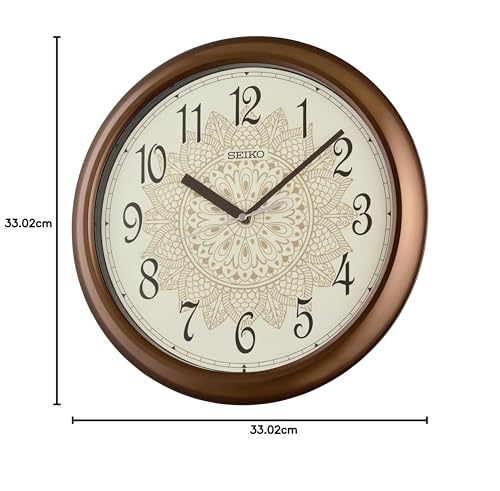 Image of Seiko Henna Wall Clock, Metallic Brown, 13 Inches