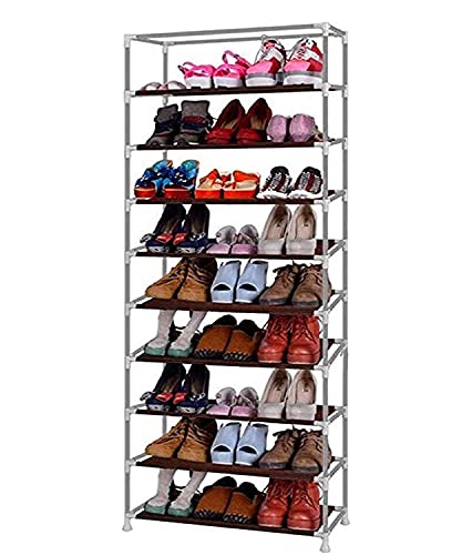 Image of ClearSpace Multipurpose Baby Wardrobe /Cabinet /Multipurpose Storage Rack, Foldable, Collapsible Fabric Wardrobe Organizer for Clothes (Plastic and Non Woven Fabric) (Black, 9 - Layer)