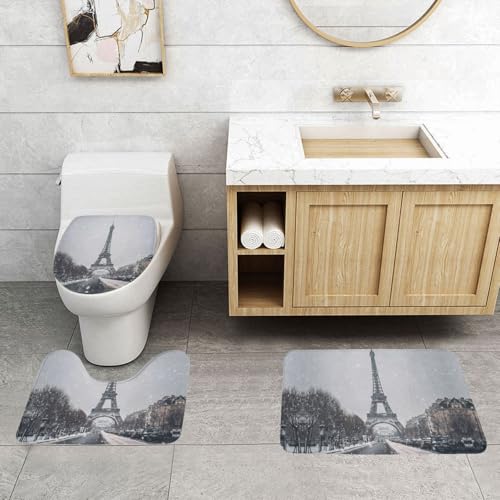 Tapis de salle de bain Tour Eiffel enneigée WHJDPP pour WC et coiffeuse