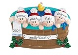 Hot Tub Christmas Ornament Personalized 2025 Family of 4 Christmas Ornaments Custom Family Christmas Ornaments Hot Tub Gifts for Vacation Ornament Holiday Family Ornament, Family of Four Spa Ornament
