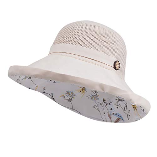 Sunnywill Ladies Women Casual Wide Brimmed Floppy Foldable Beach Hat Beige