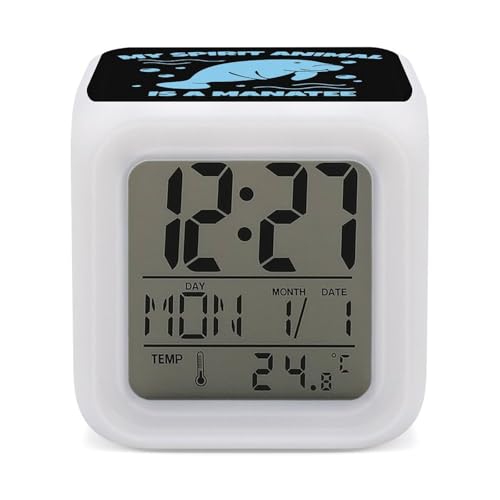 My Spirit Animal Is A Manatee - Reloj despertador digital para dormitorio, pantalla LED, alarmas de noche