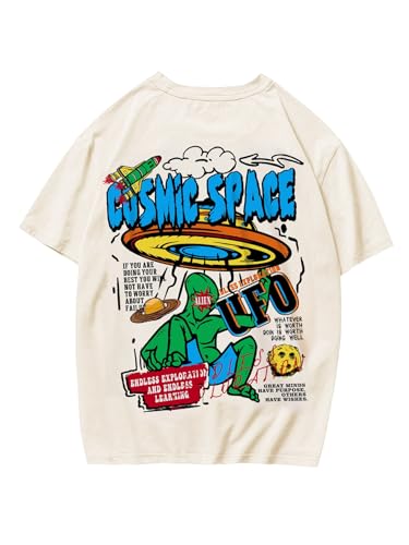 SOLY HUX Men's Graphic Tees Y2K Alien T Shirts Vintage Shirts 90s Oversized Streetwear Tops