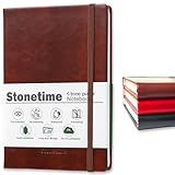 Stonetime Steinpapier Notizbuch für Damen und Herren A5, wasserdichtes Executive Journal, linierte Notizbücher zum Schreiben, Business, Arbeit & Schule, 160 Seiten (Dunkelbraun)
