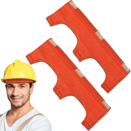 2PCS Hard Hat Sweatband Replacement, Safety Helmet Liner with Air-Cushioned Foam Orange Cotton, Reusable & Washable Sweat Pads for Construction Helmets, Welding Helmets, Bike Helmet
