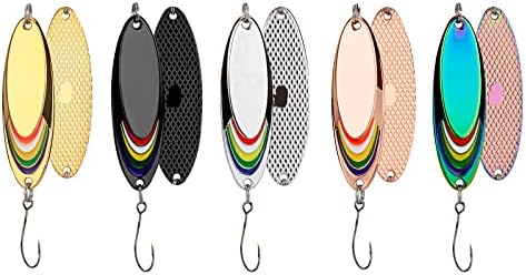 QualyQualy Fishing Lure Fishing Spoons Fishing Trout Lures Walleye Spoons Fishing Spoon Lures for Trout Bass Pike Crappie Walleye 5Pcs 1/8oz 1/6oz 1/4oz 3/8oz 1/2oz 5Pcs