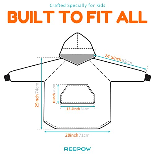 Reepow Wearable Hoodie Blanket Sweatshirt Gifts - Oversized Hooded, Large Pocket, Elastic Cuff, Reversible - Fluffy and Warm Original Oversized Hoodie for kids - Rainbow - Image 8