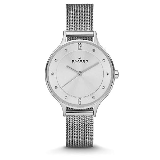Skagen Anita Lille reloj para mujer, movimiento de cuarzo con correa de acero o piel, Tono plata y blanco, 30MM