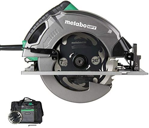 Metabo HPT 7-1/4-Inch Circular Saw Kit | 6,000 Rpm, 15-Amp Motor | Integrated Dust Blower | 24T Premium Framing/Ripping Blade | Single Handed Bevel Adjustment | C7SB3