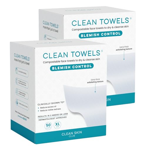 Clean Skin Club Blemish Control Clean Towels® XL, Compostable Face