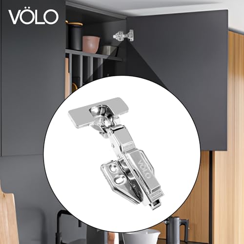 Image of VOLO Cabinet Hinges, Set of 1 (2 Pieces) for Furniture, Wardrobes, Doors, and Storage Units | (2D Soft Close (Stainless Steel), 8 Crank | Half Overlay)