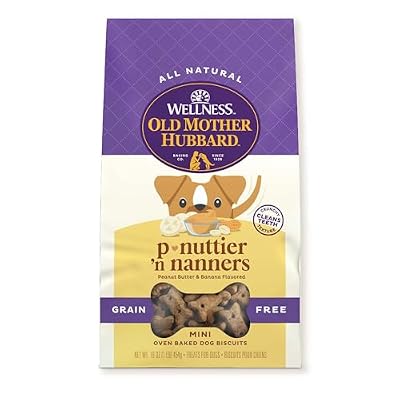 Old Mother Hubbard Wellness P-Nuttier 'N Nanners Dog Biscuits, Natural, Training Treats, Peanut Butter & Banana Flavor, Mini Size, (16 Ounce Bag)