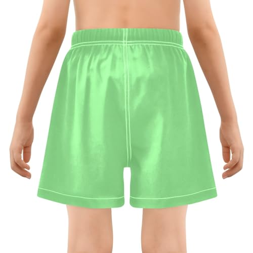 Boys Swimming Shorts Youth Teen Quick Dry Elastic Inseam Beach Shorts Lined Pale Green Light Green3