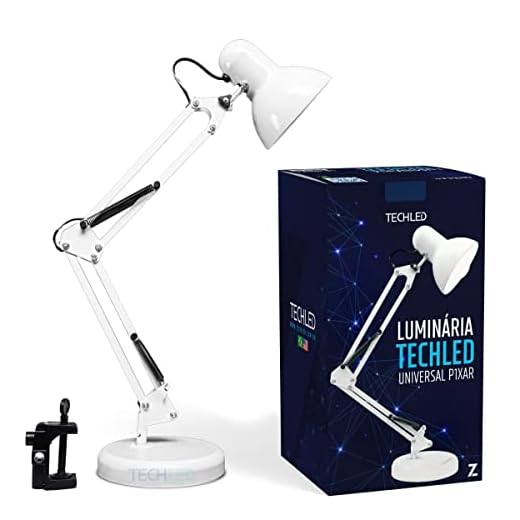 Luminaria Mesa Articulada Escritorio regulavel Leitura Base metal Articulavel Branca