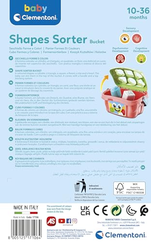 Clementoni Disney Baby Secchiello Forme e Colori, per Bambino 9-36 Mesi, Gioco Prima Infanzia a Incastri, per Sviluppare Manualità e Logica, Made in Italy, 17106 - 3