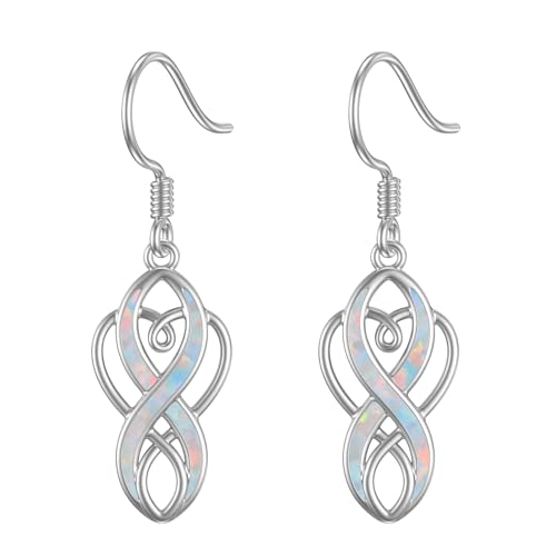 Boucles d'oreilles nœud celtique argent 925 opale pendante pour femme