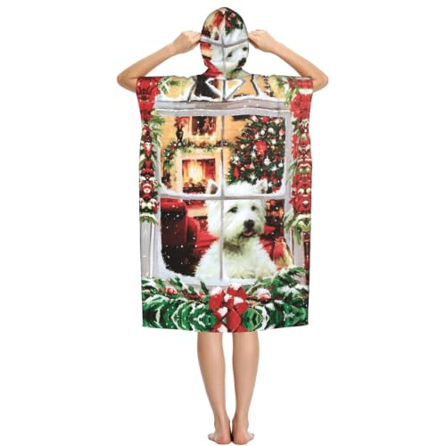 Poncho à capuche imprimé pour adulte, idée cadeau Noël - 3