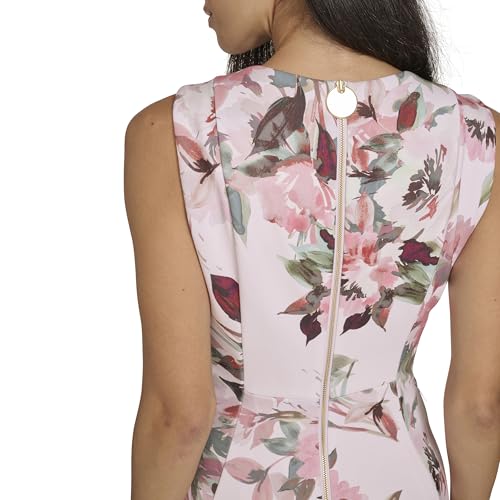 Image of Calvin Klein Women's Sleeveless Round Neck Knee Length Crepe A-line Dress