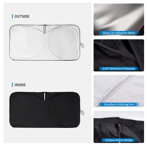 Windshield Sun Shade Compatible With Mazda 3 2014 2015 2016 2017 2018, Front Window Sunshades Fit For Mazda3 2-Series/ 6 Series Accessories 210T Reflective Sun Visor Cool Car Accessories L(61" X34.6") #TOP3