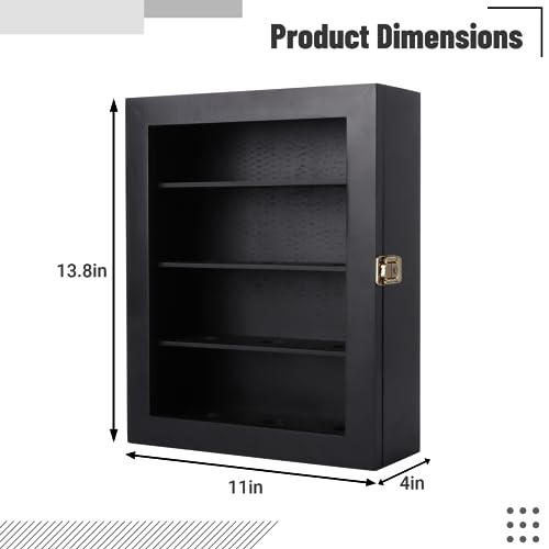 12 Wooden Wall-Mounted Baseball Display Case, Cabinet with Shelf Holder for Home Gym School