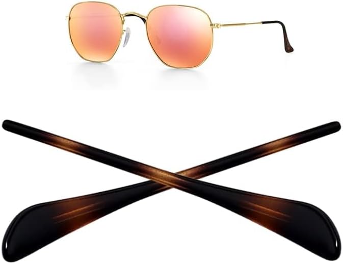 HiCycle2 Replacement Temple Tips Ear Socks for Ray-Ban Aviator RB3025 3026 Sunglasses Repair kits Black,Bonus Sunglasses Bag (brown)