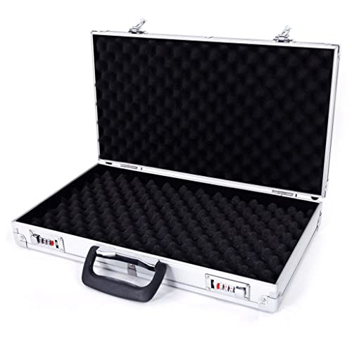 Gun Safes For Pistols, Aluminum Abs Foam Case With New Framed Locking Gun Pistol Handgun Lock Box Hard Storage Carry Case Pistol Safe For Home Bedside Nightstand Car Travel (17.71" X 9.84" X 2.95") #TOP2