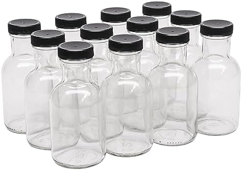 North Mountain Supply 8 Ounce Glass Stout Sauce Bottle - with 38mm Black Plastic Lids - Case of 12 image 5