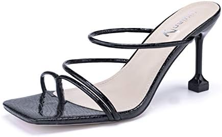 Square-Toe Sandals Strappy Heels 