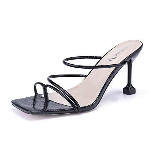 Vivianly Women'S Square Toe Sandals Strappy Heels On Party Shoes Size 8 cover