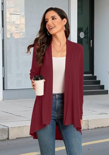 Image of Anymiss Womens Long Cardigans Spring Lightweight Jackets S-2XL Knit Kimono