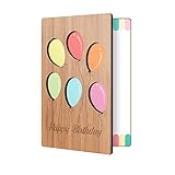Bamboo Birthday Card With Balloon Design: Premium Handmade Wood Card Perfect Way To Say Happy Birthday; Wood Happy Birthday Cards For Men & Women