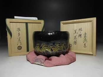 Amazon.co.jp: 楽吉左衛門十四代 覚入 松ノ絵 黒茶碗共箱裏千家