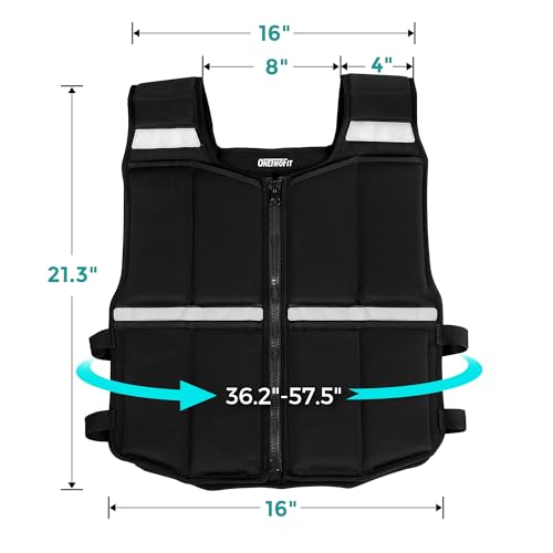 45lb/35lb/19lb Weighted Vest Men Women, Adjustable Rucking Vests for Walking with Zipper/Removable Silicone Weights, Strength Training Workout Vest for Running GYM Home, Detachable Reflective Strips by ONETWOFIT - Image 9