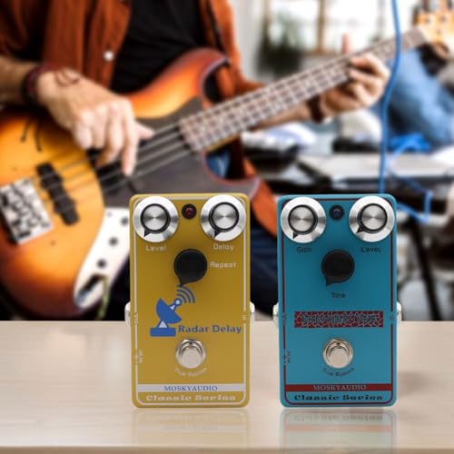 Moskyaudiol Pédale d'effet Overdrive pour guitare électrique, sensibilité tactile, contrôle de mise au point, distorsion de retard de réverbération, corps en métal, taille compacte (D) – vue 8