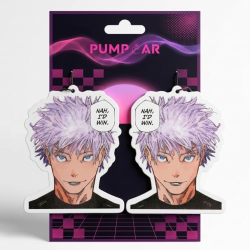 Image of PumpCar 2 pieces satoru Nah I'd Win double-sided hanging Japanese anime vanilla-scented air freshener Cool anime hanging for rearview mirror Car Interior Accessories Gifts Anime Manga Fans Sorcerer