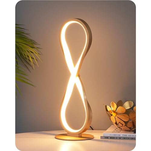 EDISHINE LED Table Lamp, Modern Slim Bedside Lamp with 360° Illumination, Stepless Dimming & 3 Color Temperature, Nightstand Lamp for Bedroom, Living Room, Black Modern-Black