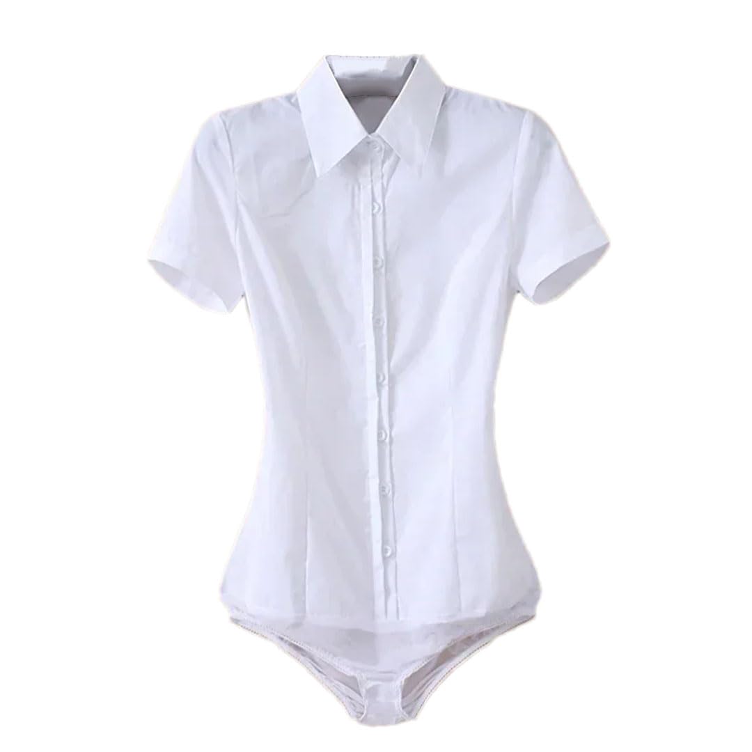 Hndudnff Body da donna a maniche corte, camicie da ufficio, abbigliamento da lavoro, camicette formali, camicette con colletto