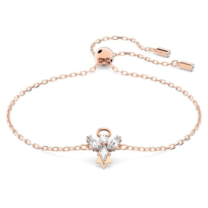 Swarovski Pulsera mágica para mujer, diseño de ángel blanco, chapado en oro rosa 5646740