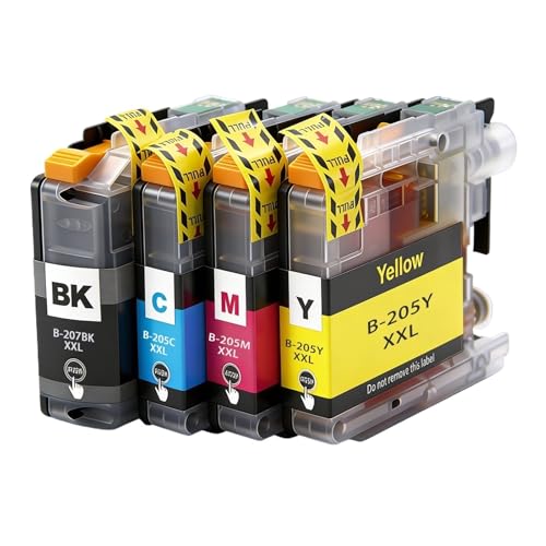 Cartucho de Tinta LC205 LC205XXL LC207 LC207XXL Compatible con Impresora Brother MFC-J4320DW MFC-J4420DW MFC-J4620DW MFC-J5520DW(1SET BK C M Y)