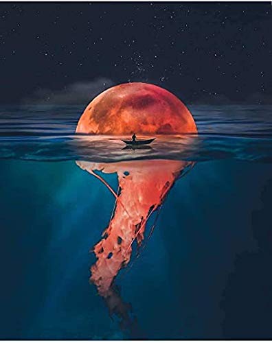 Kit DIY diamant painting lune 70x140 cm comme cadeau d'image de mosaïque