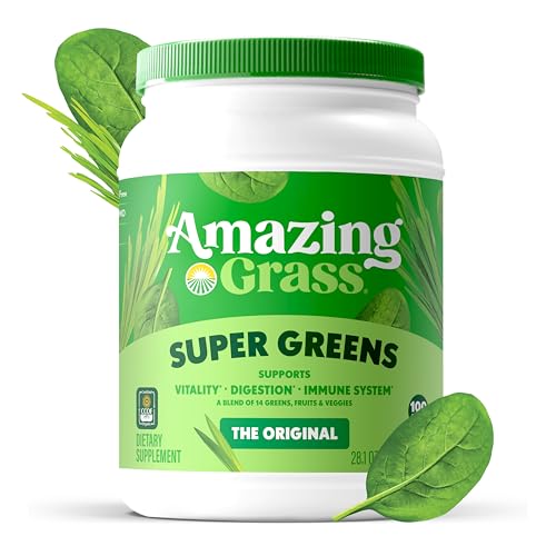 Amazing Grass Greens Blend Superfood: Super Greens Powder with Spirulina, Alfalfa, Beet Root Powder, Digestive Enzymes, Prebiotics & Probiotics, Original, 100 Servings (Packaging May Vary) - Thumbnail 2